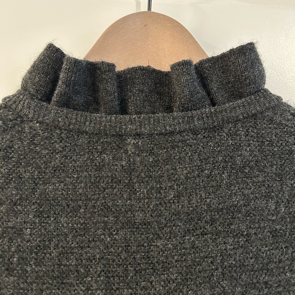 J Crew Alpaca Blend Ruffle Neck Sweater Gray Size S - Picture 9 of 13
